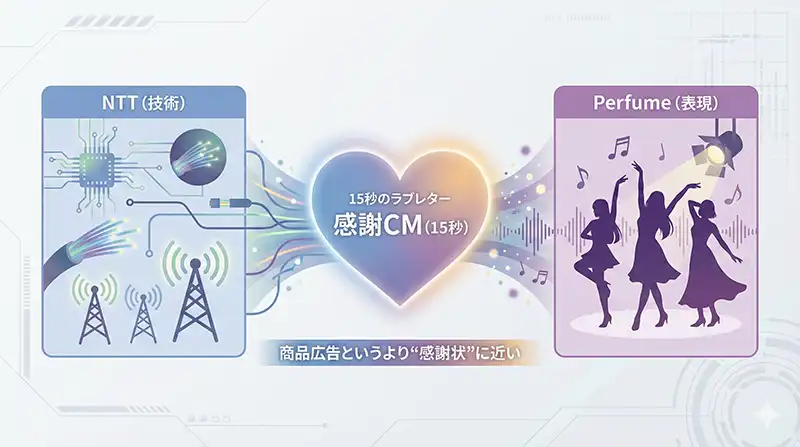 15秒のラブレター：NTTの技術×Perfumeの体温（概念図）