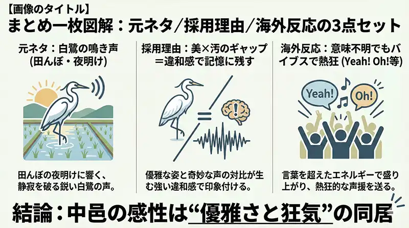 まとめ一枚図解：元ネタ／採用理由／海外反応の3点セット