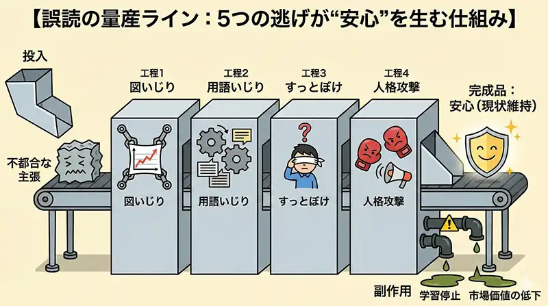 誤読の量産ライン：5つの逃げが“安心”を生む仕組み