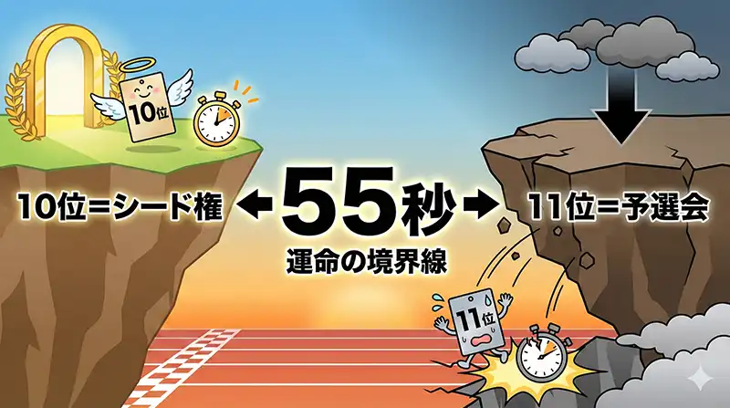 55秒の境界線（天国と地獄）を視覚化するミニ図解