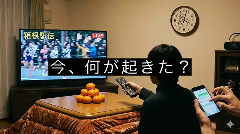 こたつ→トイレ→世界線変更の瞬間（導入のギャグ挿絵）