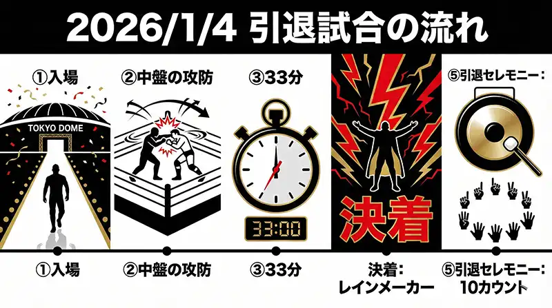 引退試合の流れ（タイムライン図解）
