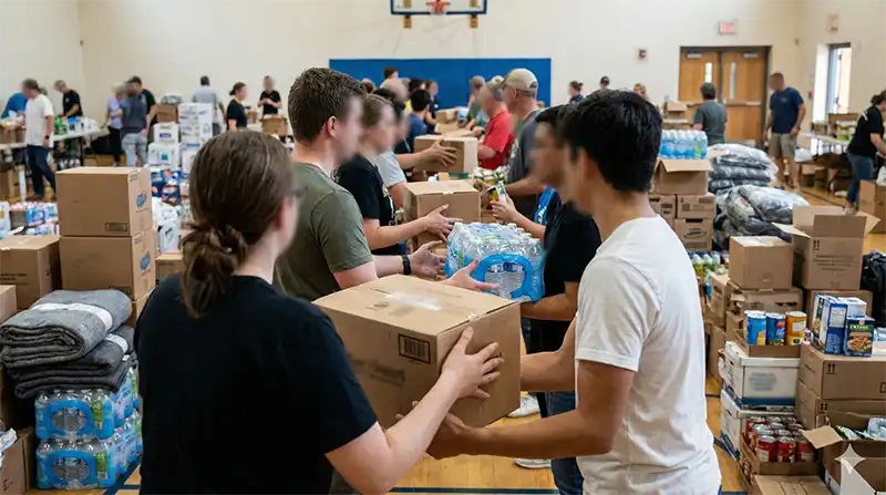 災害ボランティア_物資仕分けの現場