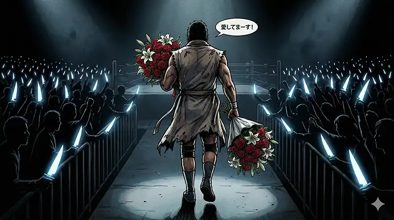 花束で突っ込む度胸（比喩のイメージ挿絵）