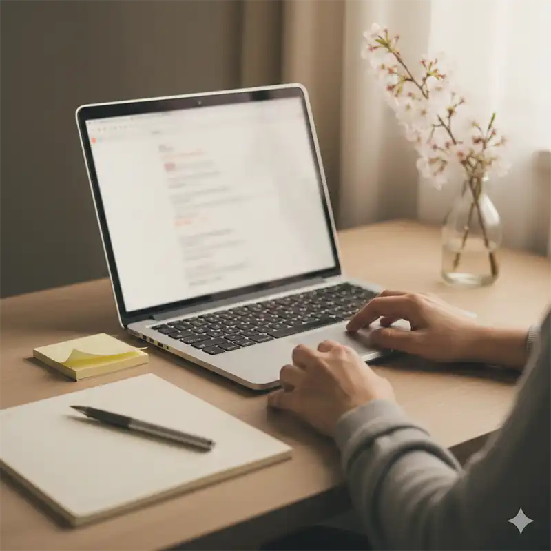 花見記事_更新方針_デスクでの見直し作業